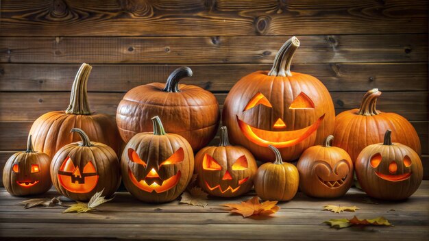 a wooden wall with a carved pumpkin on it