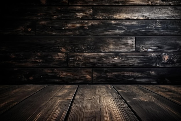 A wooden wall with a dark background generative ai