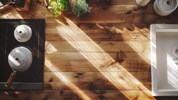 a wooden wall with a plant on it and a plant on the right side