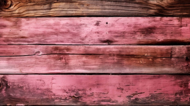 A wooden wall with a red and pink paint that is being worn by a man