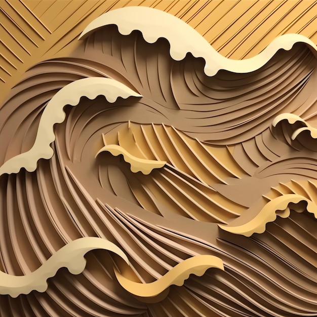 Wooden wave sculpture