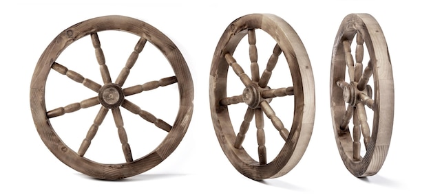 Wooden wheel isolated on a white background