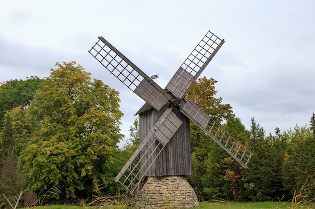 A wooden windmill Saaremaa island Estonia