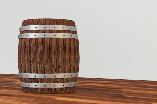 Wooden winery barrel with white background 3d rendering