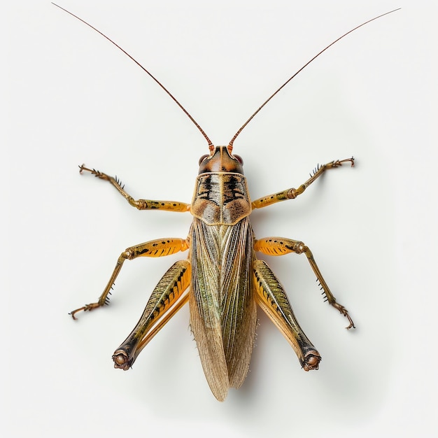 a Woodland Cricket on white Background top view