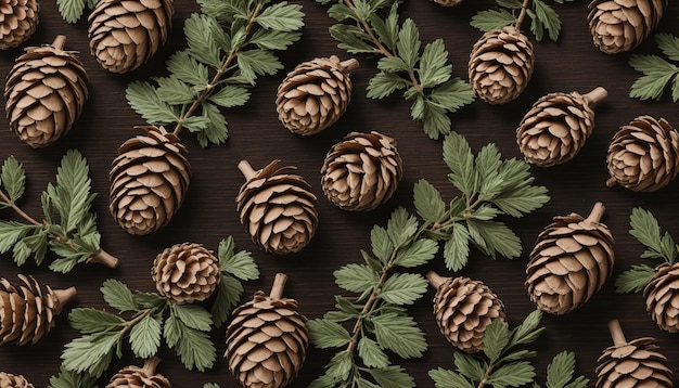 Woodland Pine Cones on Dark Canvas