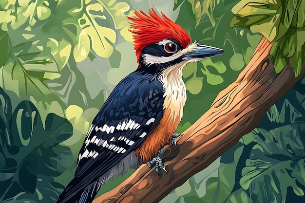 Woodpecker in a Lush Forest