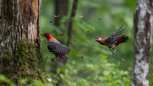 Woodpeckers in the forest