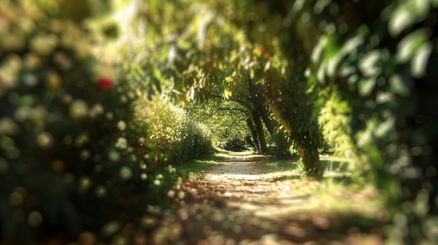 Photo woodsy path blur enticing nature scene photography