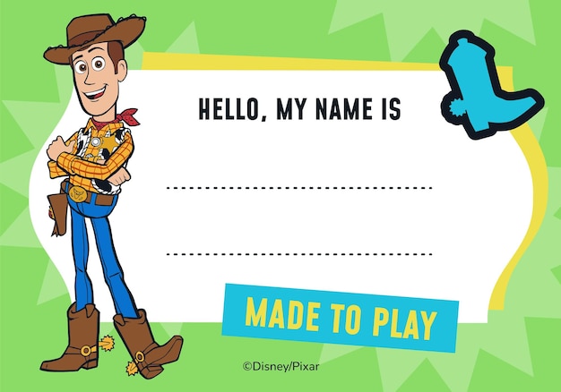 Woody Toy Story Name Tag