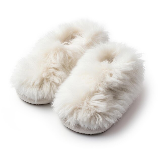 Wool home slippers isolated on a white background