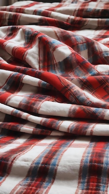 Wool plaid on white bedsheet