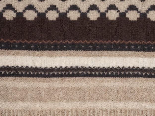 Wool sweater texture of light brown dark brown and white color with geometric ornament ai generated