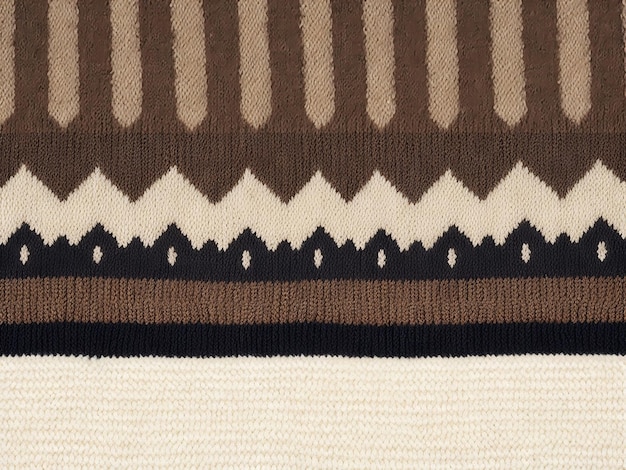 Wool sweater texture of light brown dark brown and white color with geometric ornament ai generated