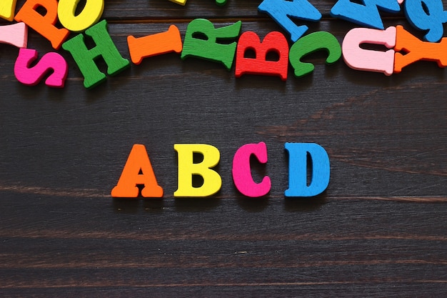 The word abcd with colored letters