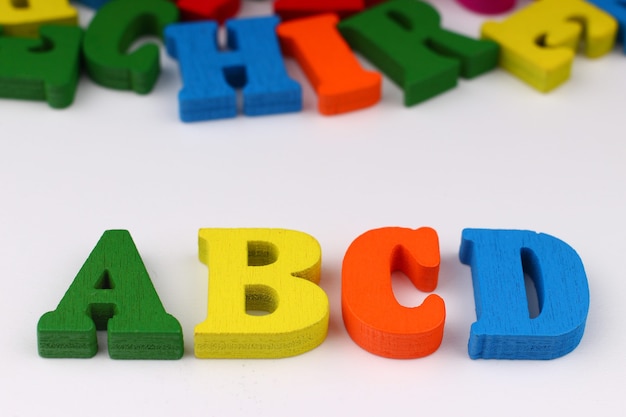 The word abcd with colored letters