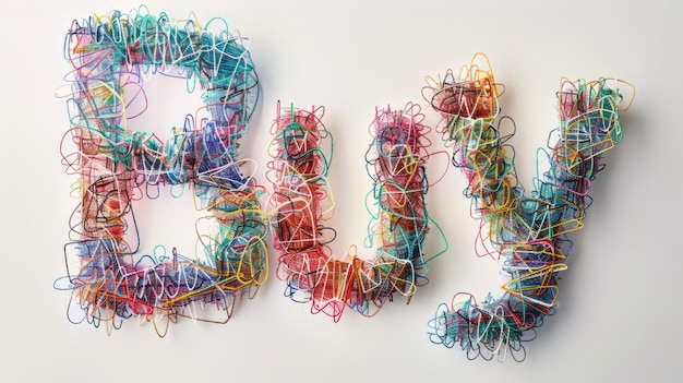 The word Buy created in String Art Lettering