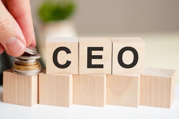 The word CEO written on wood cubes