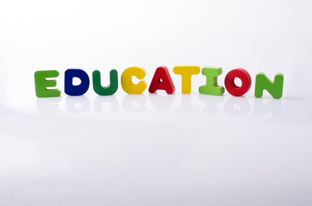 the word EDUCATION written with colorful letter blocks