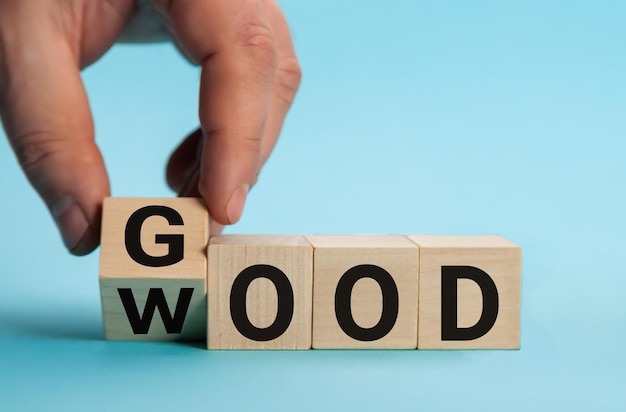 Word good to wood hand is turning a dice and changes the word good to wood