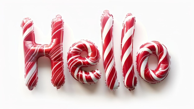 The word Hello created in Candy Cane Typography