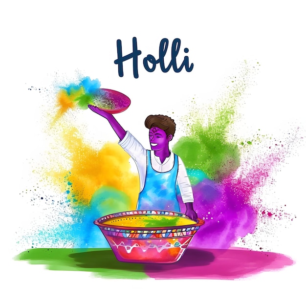 The word HOLI the Indian festival of colors spelled out with various colored powders