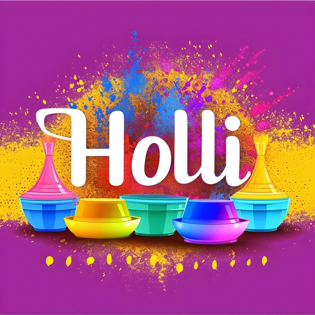 Word Holi written on colorful powders design for Happy Holi discount post design