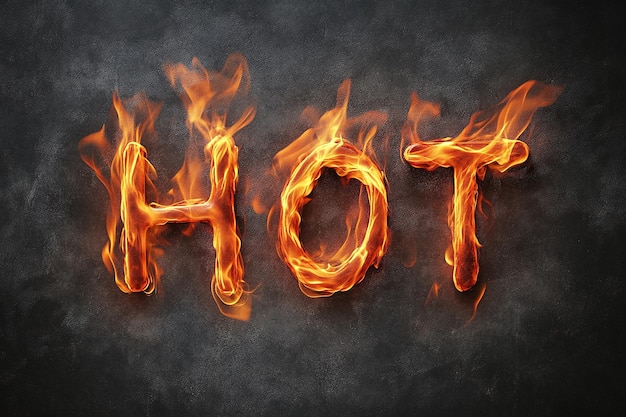 Photo the word hot is written in flames