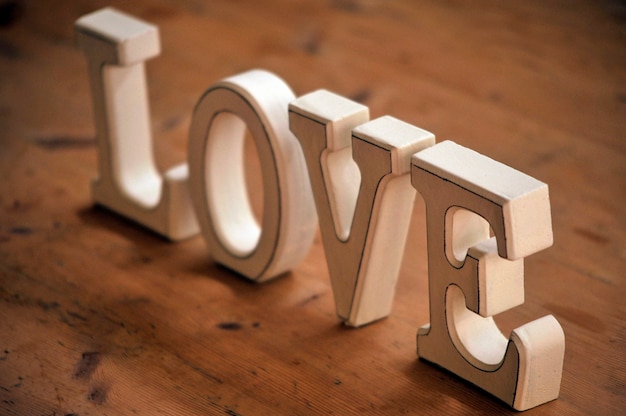 word love assembled with letter pieces