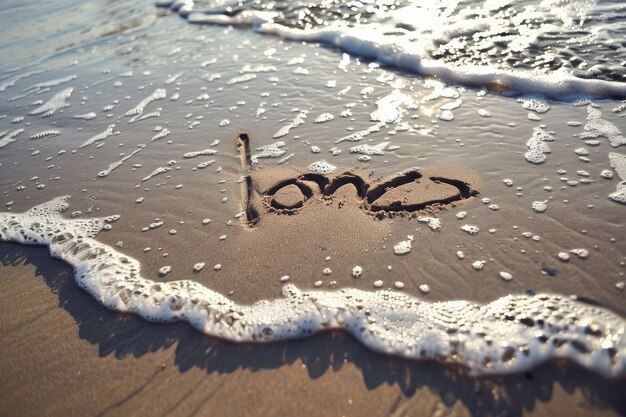 Photo the word love inscribed in the sand on a beach a love note written in the sand on a beach