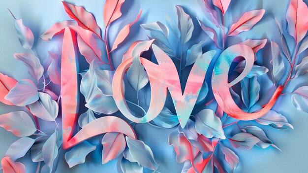 Photo the word love is on the pink and blue background