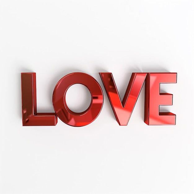 word love in red 3d text