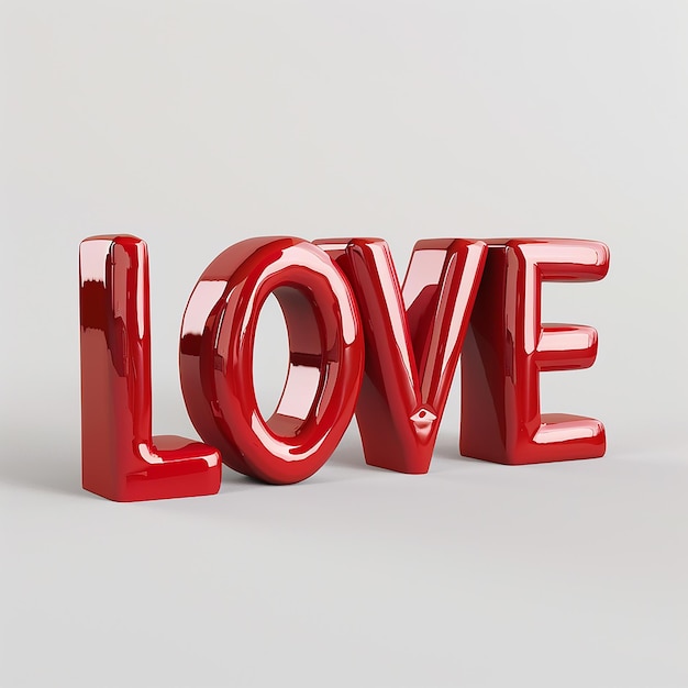 word love in red 3d text