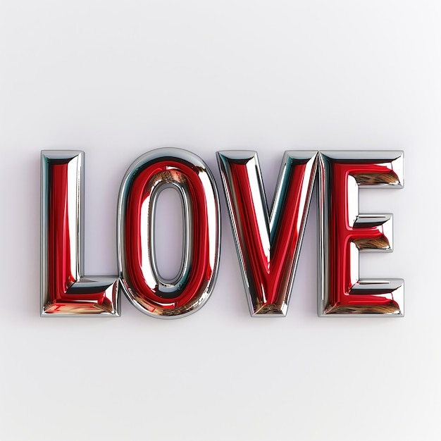 word love in red 3d text