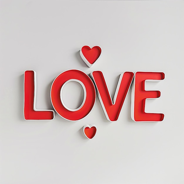 word love in red 3d text