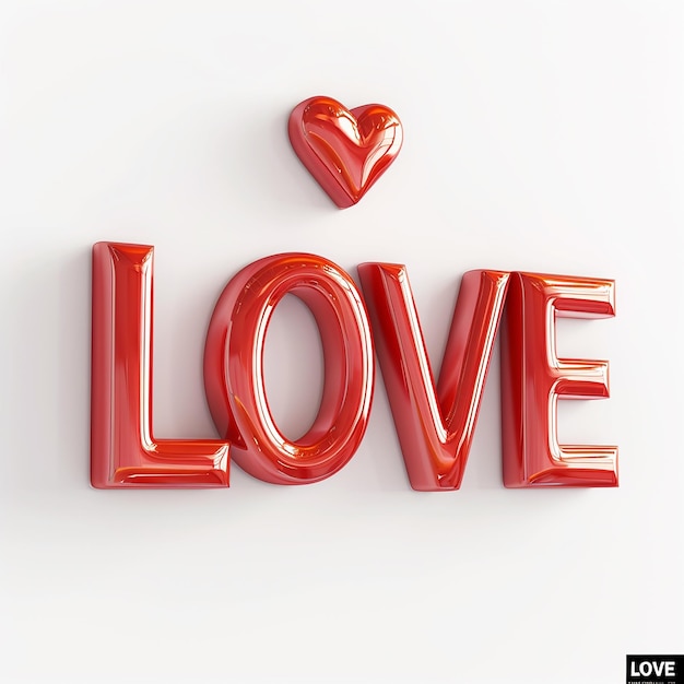 word love in red 3d text