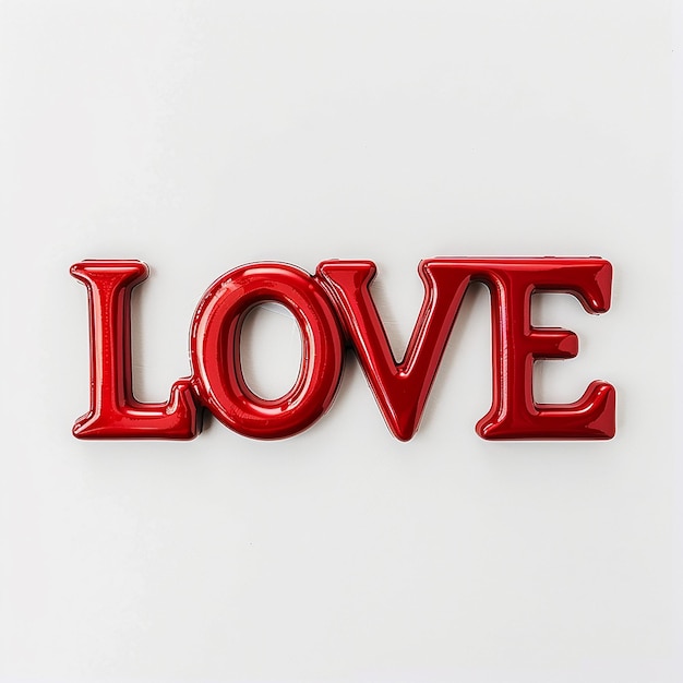 word love in red 3d text