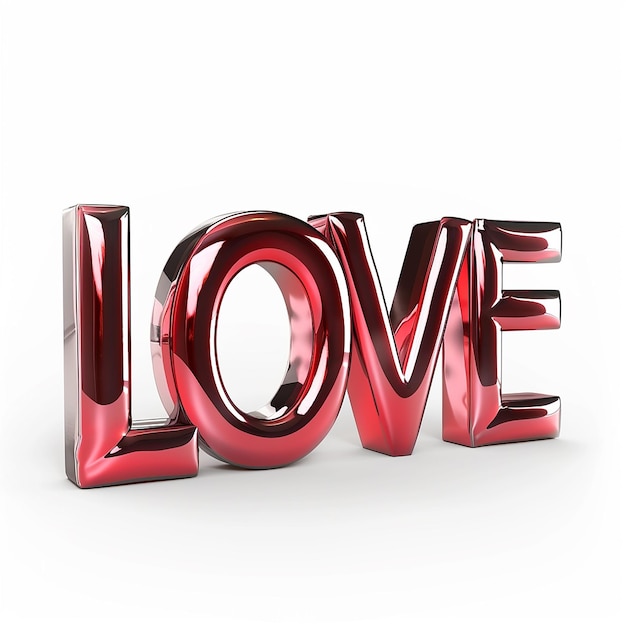 word love in red 3d text