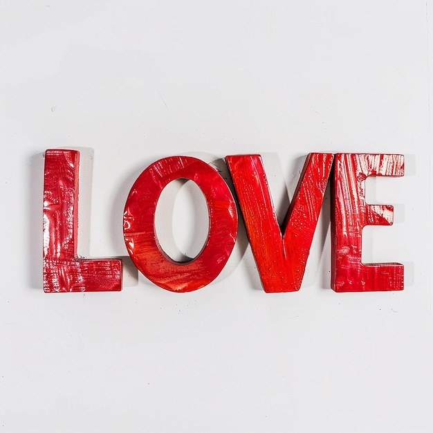 word love in red 3d text