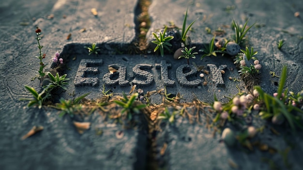 a word painted on a stone with the word  easter  on it