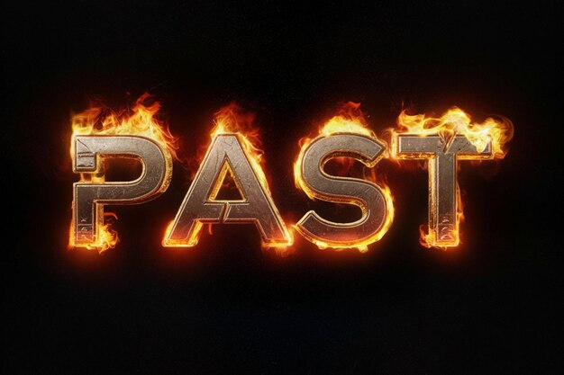 Photo the word past is on fire