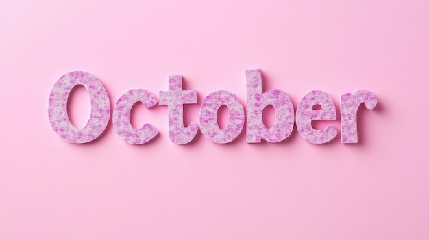 Photo the word quotoctoberquot on a pink background signifies breast cancer awareness month ar 169 v 61 job id a432e5d24ae44c359f2cf8014a1da12b