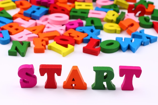 The word start with colored letters