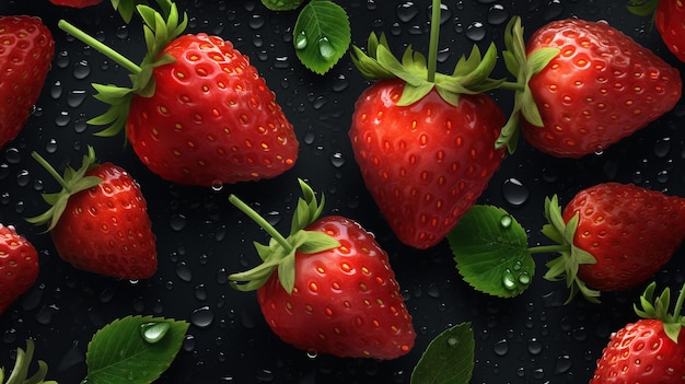 The word strawberry on a black background