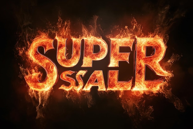 Photo the word super on fire