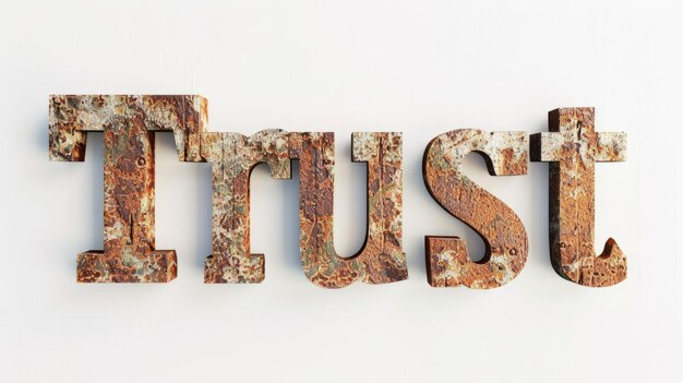 The word Trust created in Futuristic Typography