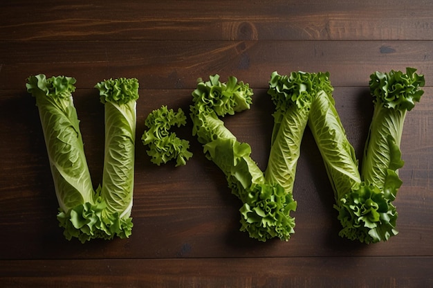 Photo word vegan made of lettuce leaves