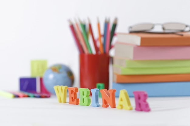 word webinar on blurred