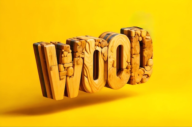 Photo the word wood crafted from wood