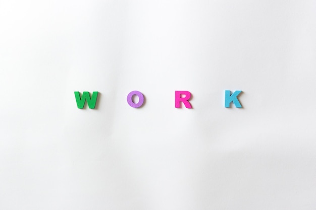 The word work in colored letters on a white background